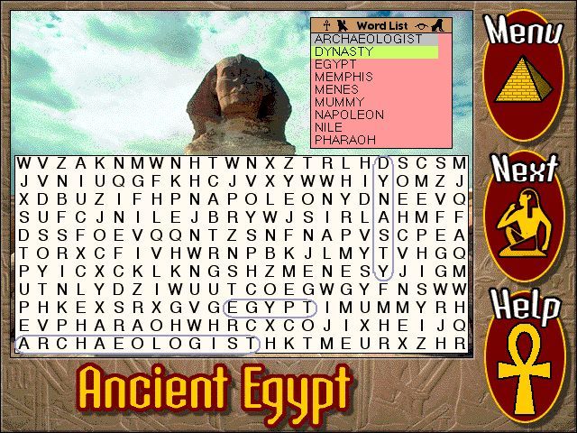 Ancient Egypt (Windows) screenshot: Word search is always fun