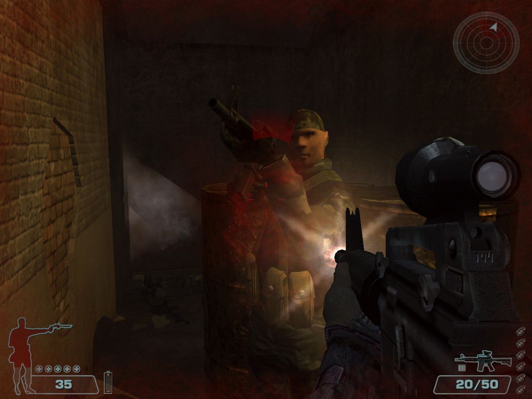 The Mark (Windows) screenshot: The enemy constantly ambushes you.