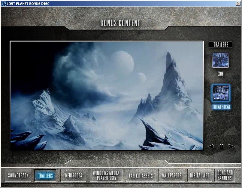 Lost Planet: Extreme Condition (Limited Edition) (Xbox 360) screenshot: Bonus disc - trailers