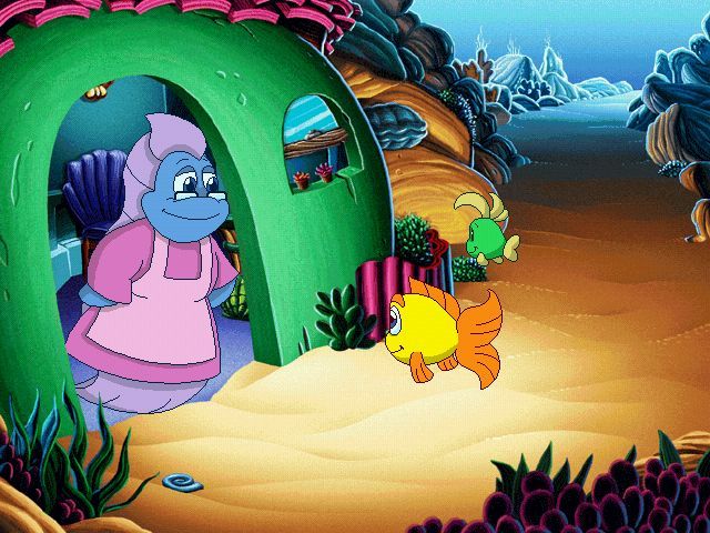 Freddi Fish 5: The Case of the Creature of Coral Cove (Windows) screenshot: Grandma Grouper saying goodbye.