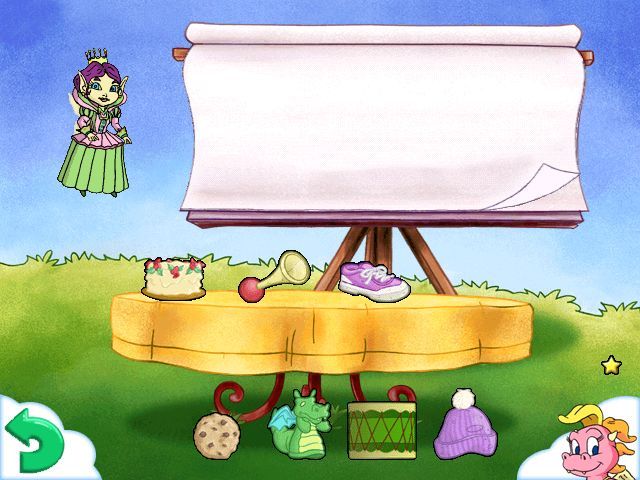 Dragon Tales: Learn & Fly With Dragons (Windows) screenshot: ...but someone messed up her objects. Can you find the missing one?
