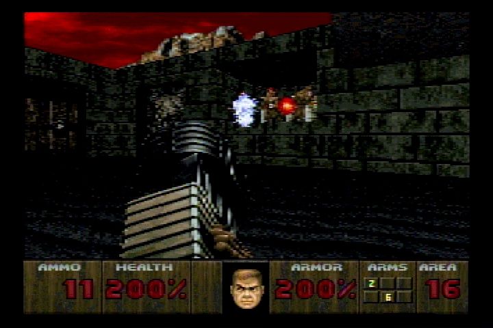Doom (Jaguar) screenshot: All the weapons from the original made the port.