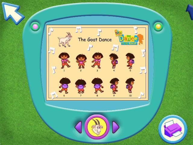 Dora the Explorer: Dance to the Rescue (Windows) screenshot: ...or print out the steps to our favorite dance so we can practice.