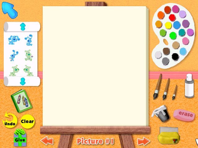 Blue's Clues: Blue Takes You to School (Windows) screenshot: A blank canvas just waiting for you