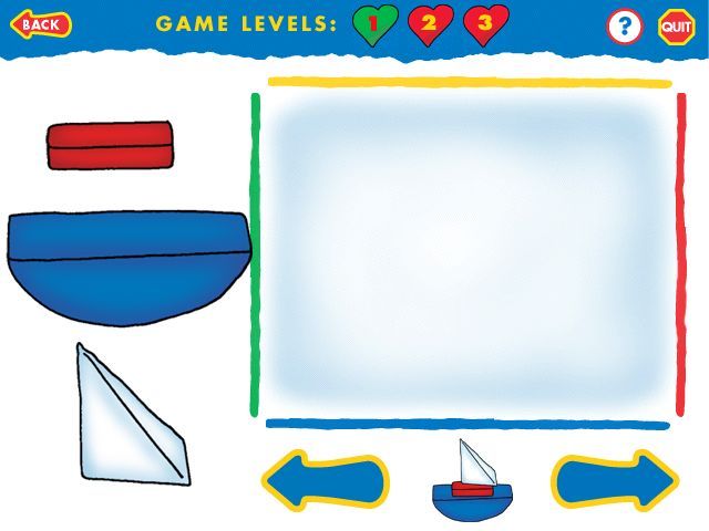 Caillou: Magic Playhouse (Windows) screenshot: Build the pictured boat with the blocks on the left