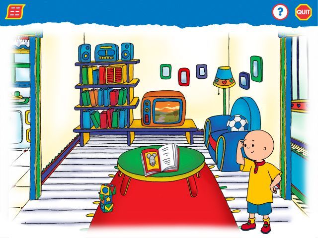 Caillou: Magic Playhouse (Windows) screenshot: In the livingroom. Hmmm, we're looking for a soccer ball...