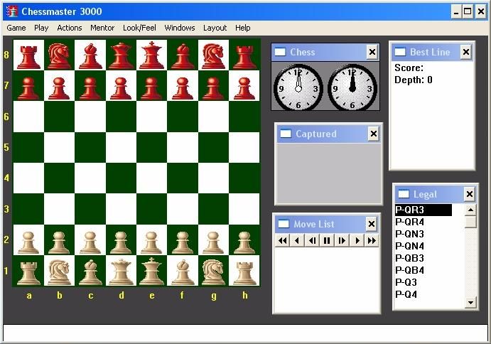 The Chessmaster 3000 (Windows 3.x) screenshot: The "Large War Room" layout