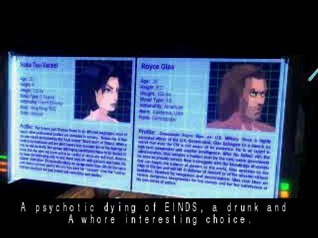 Fear Effect 2: Retro Helix (PlayStation) screenshot: Our main players...