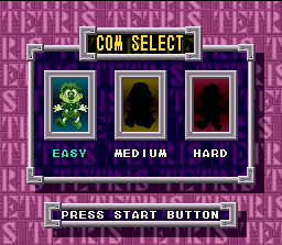 Tetris & Dr. Mario (SNES) screenshot: Challenge some CPU opponents: bonus added to this Tetris version!