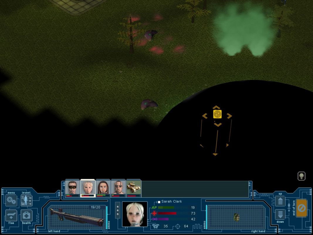 UFO: Extraterrestrials (Windows) screenshot: Sarah, my sharp shooter, killed another one.