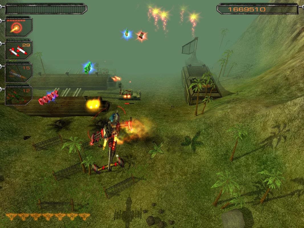 AirStrike II: Gulf Thunder (Windows) screenshot: Going down! Mayday Mayday!