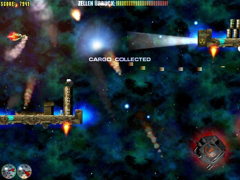 Jets 'n' Guns Gold (Windows) screenshot: I collected a cargo container which can contain weapons or other stuff in it.