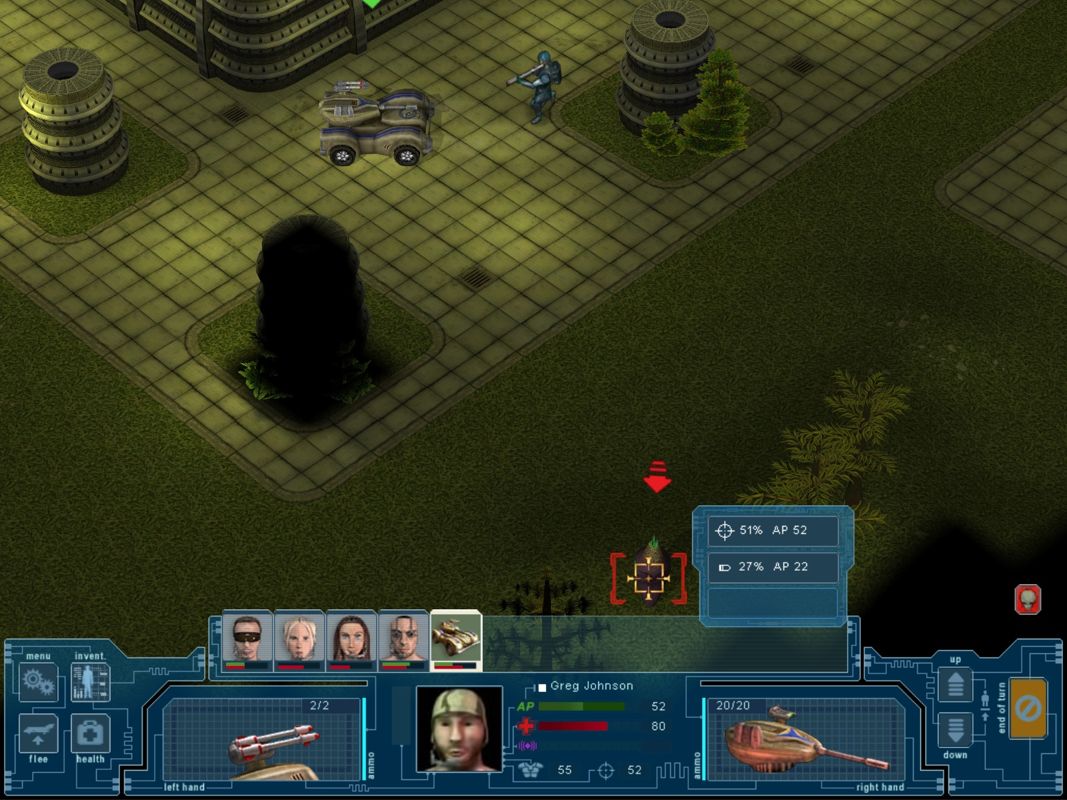 UFO: Extraterrestrials (Windows) screenshot: Enemy contact but my tank comes to the rescue...