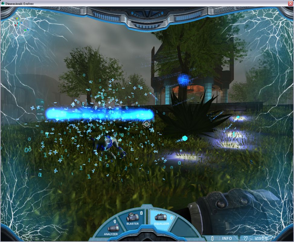 Dimension M: Evolver (Windows) screenshot: Combat on Mission 11 and damage
