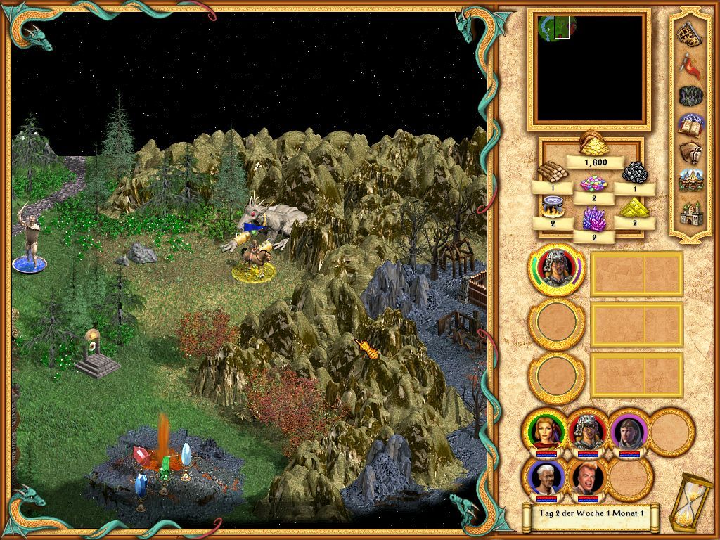 Heroes of Might and Magic IV: The Gathering Storm (Windows) screenshot: a band of heroes