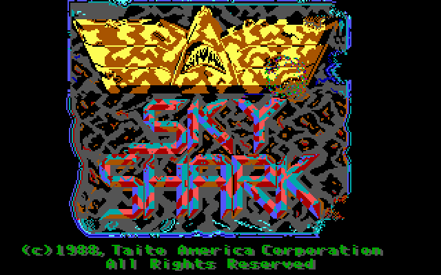 Sky Shark (DOS) screenshot: title screen - EGA