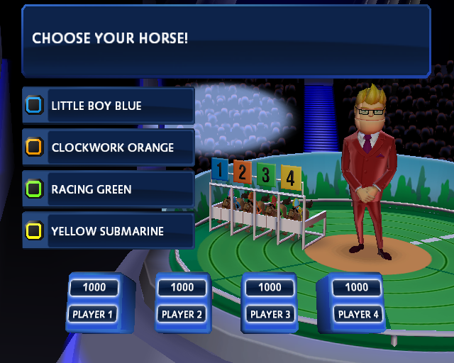 Buzz! The Mega Quiz (PlayStation 2) screenshot: Horse Race Mystery Challenge