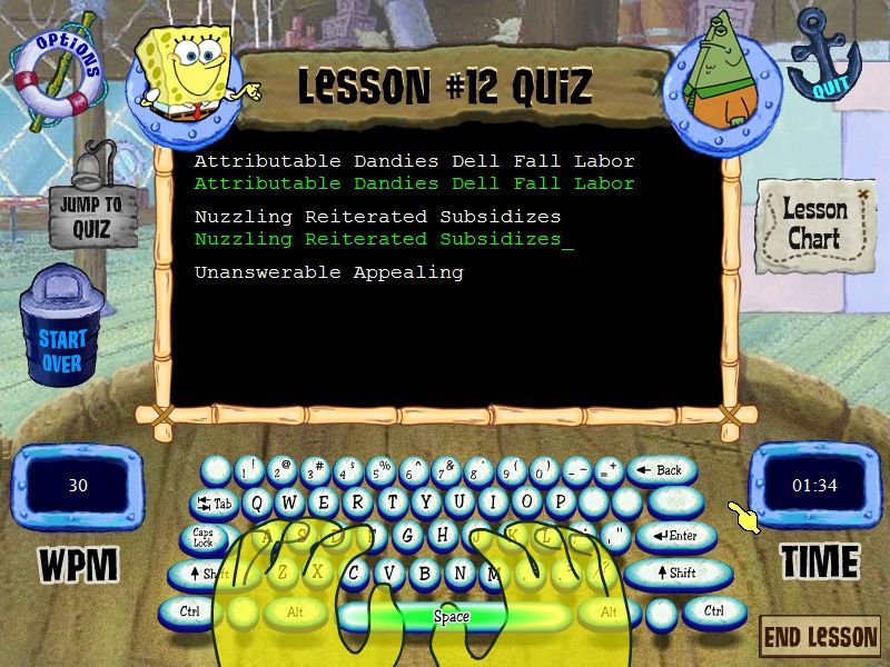SpongeBob SquarePants: Typing (Windows) screenshot: A tournament quiz