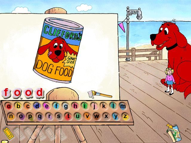 Clifford the Big Red Dog: Reading (Windows) screenshot: Monique will say the words you write (and, no - she doesn't know THOSE words!) and paint a picture.