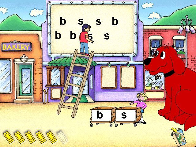 Clifford the Big Red Dog: Reading (Windows) screenshot: Nicky is showing off on the ladder.