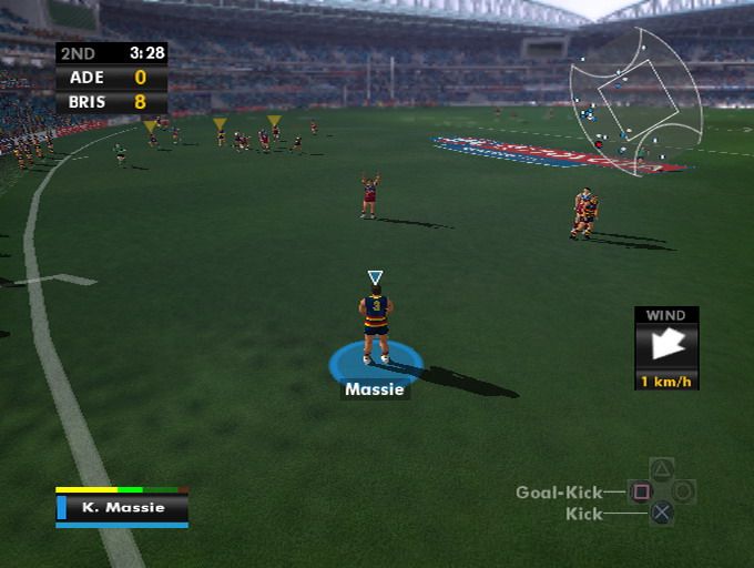 AFL Premiership 2007 (PlayStation 2) screenshot: Free kick out on the wing