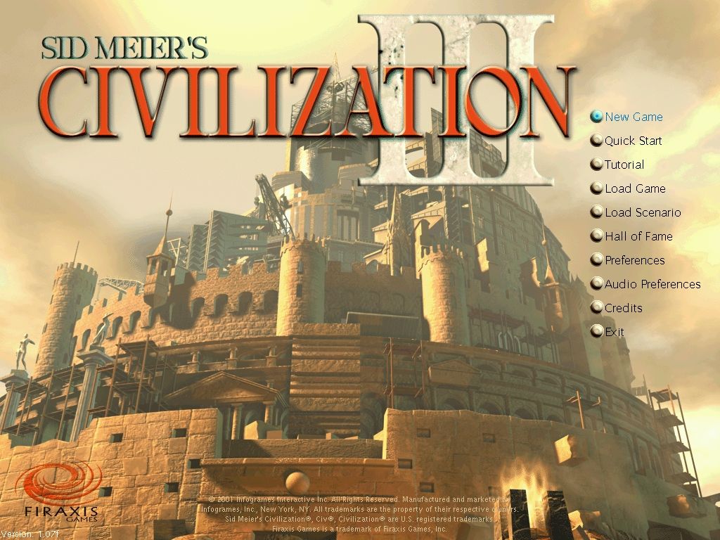 Sid Meier's Civilization III (Windows) screenshot: Main menu