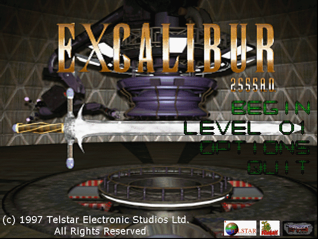 Excalibur 2555 A.D. (Windows) screenshot: Main menu.