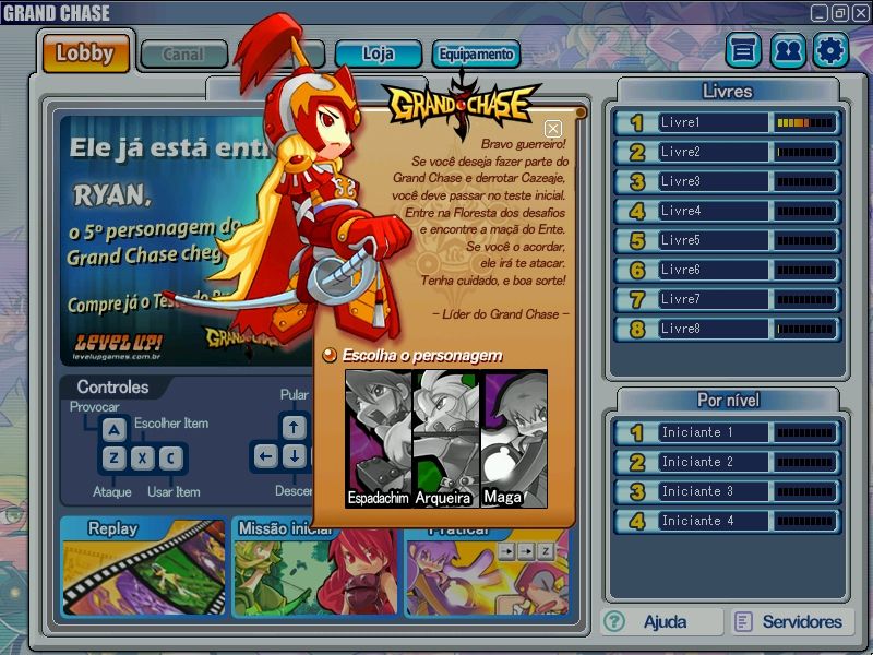 Grand Chase (Windows) screenshot: The beginner's mission character selection