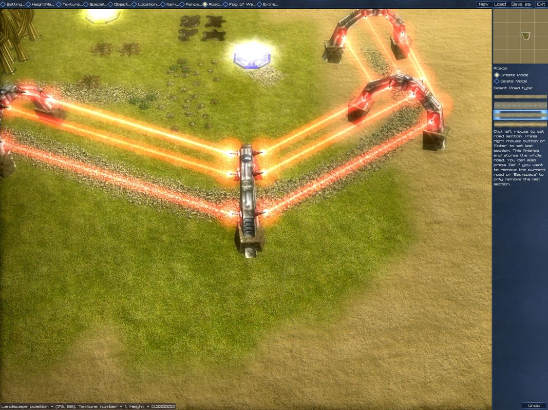 Arena Wars Reloaded (Windows) screenshot: The beginning of a map in the editor