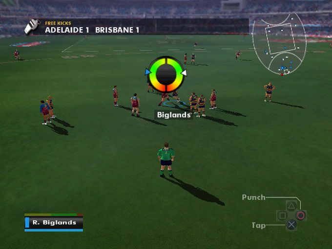 AFL Premiership 2007 (PlayStation 2) screenshot: Ball up ruck interface