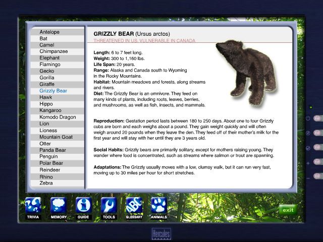 Zoo Vet (Windows) screenshot: Studying up on the animals...