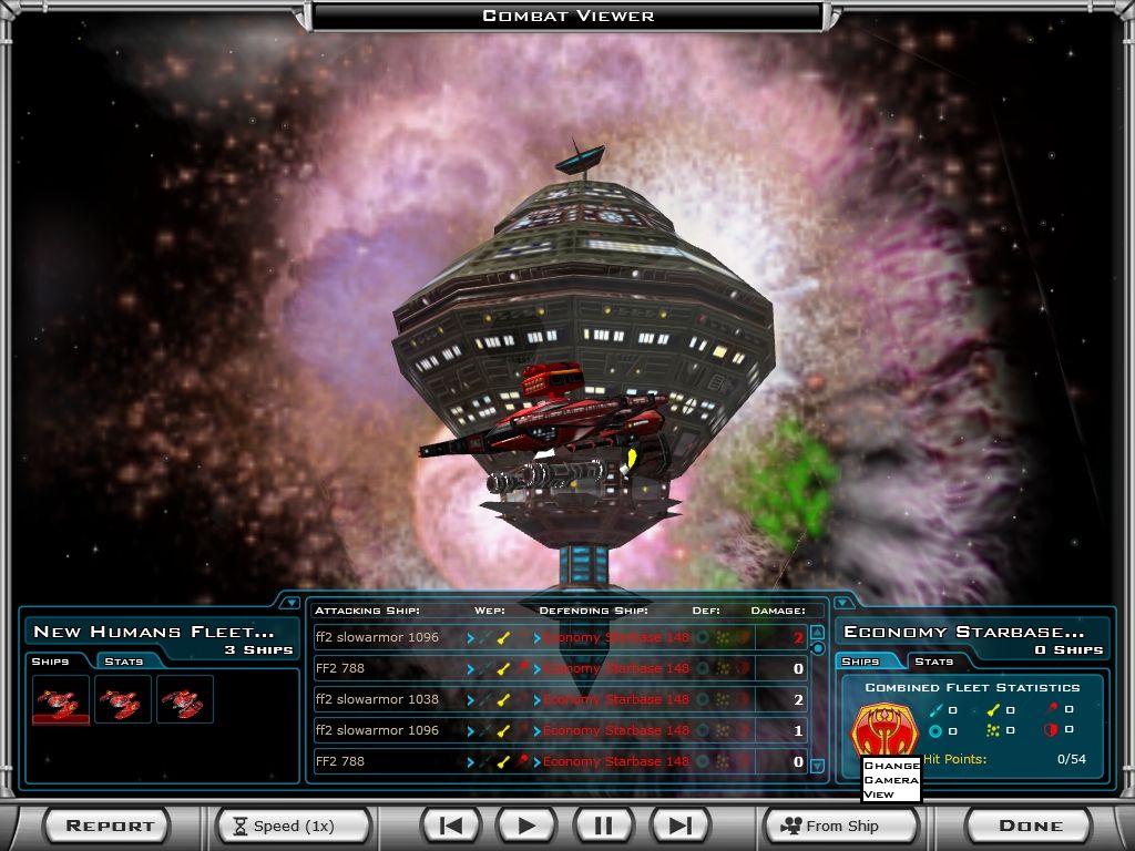 Galactic Civilizations II: Dark Avatar (Windows) screenshot: Attacking and destroying a starbase!