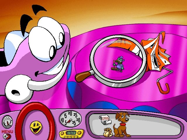 Putt-Putt Joins the Circus (Windows) screenshot: This little fellow needs Putt-Putt to find his boss and a new tent.