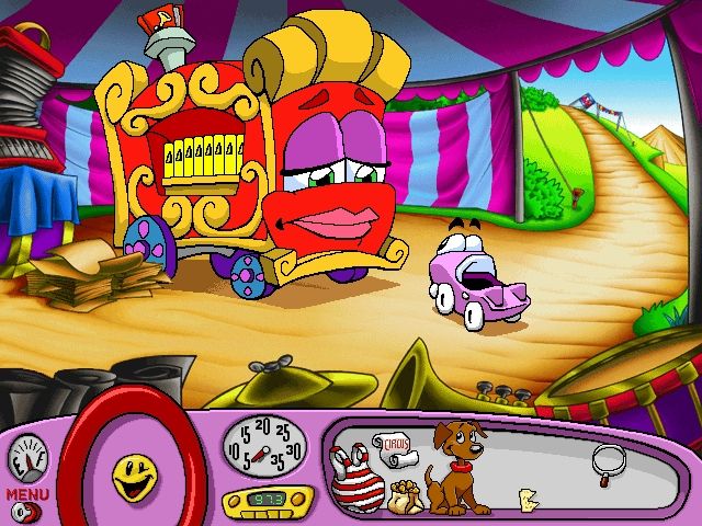 Putt-Putt Joins the Circus (Windows) screenshot: The circus musician, whose pipes are out of order.