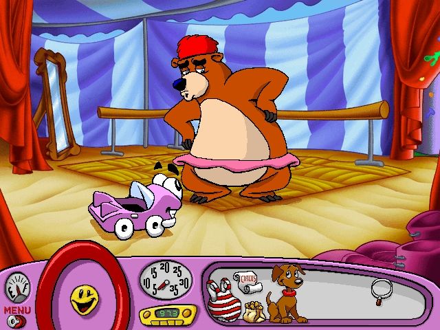 Putt-Putt Joins the Circus (Windows) screenshot: This poor bear is miserable with his fleas.