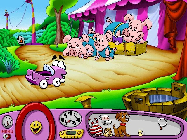 Putt-Putt Joins the Circus (Windows) screenshot: The high-wire act, missing their net.