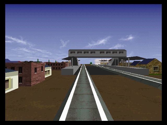 A-Train (PlayStation) screenshot: 3D view from the train