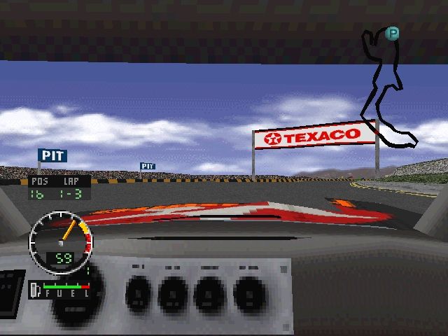 Andretti Racing (PlayStation) screenshot: Cockpit view