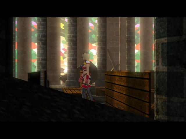 A-GA: Gekidō no Wakusei (Windows) screenshot: Eo visits a church.