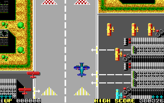 Sky Shark (DOS) screenshot: beginning level 1 - EGA