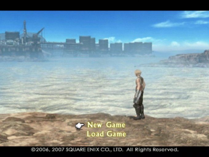 Final Fantasy XII (PlayStation 2) screenshot: Title screen is an overlay on top of the intro movie