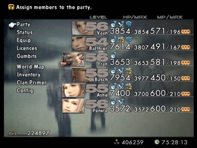 Final Fantasy XII (PlayStation 2) screenshot: Main menu