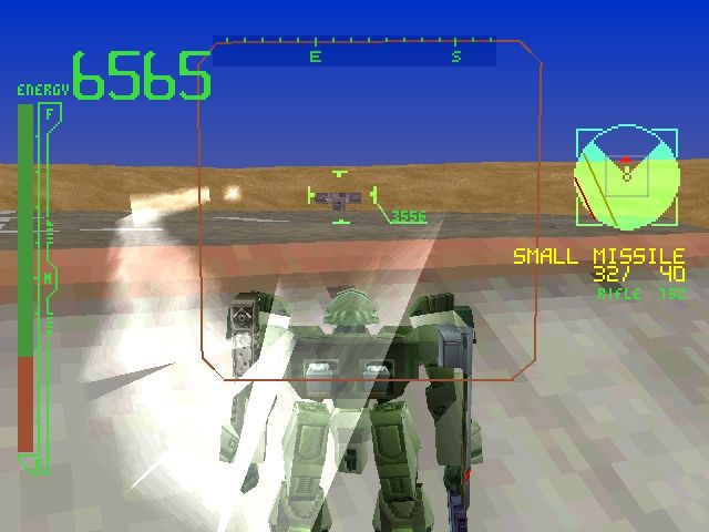 Armored Core: Project Phantasma (PlayStation) screenshot: Launching a missile.