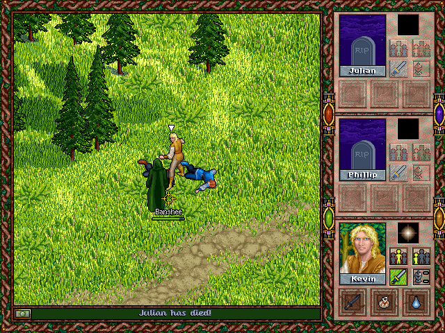 Halls of the Dead: Faery Tale Adventure II (DOS) screenshot: Forget the goblins, these banshees are where the real danger lies!