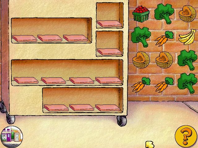 Clifford the Big Red Dog: Thinking Adventures (Windows) screenshot: And return the produce to the shelves they belong on