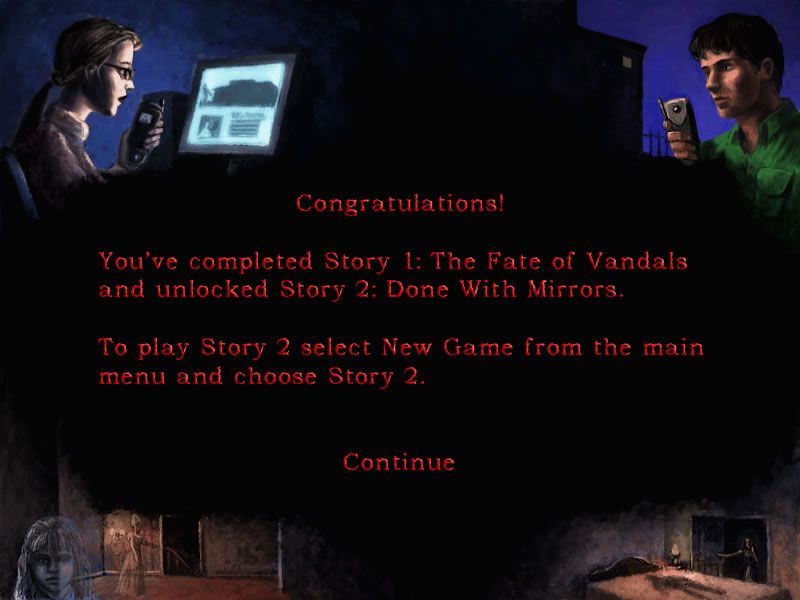 Delaware St. John: Volume 1: The Curse of Midnight Manor (Windows) screenshot: First story completed, now the second one is unlocked.