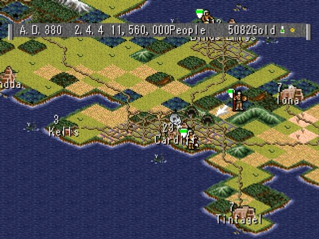 Sid Meier's Civilization II (PlayStation) screenshot: There's pollution around the city.
