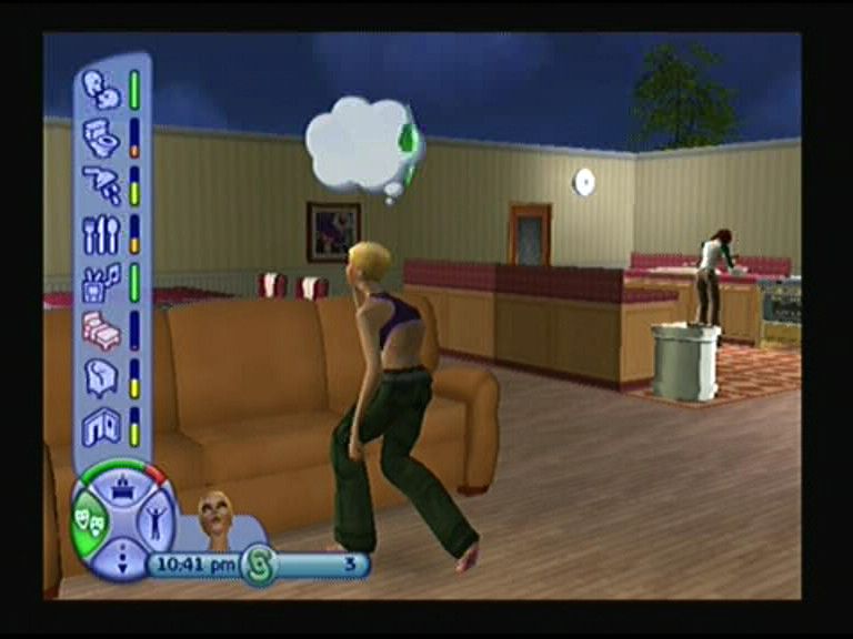 The Sims 2 (PlayStation 2) screenshot: Trying to reach sofa