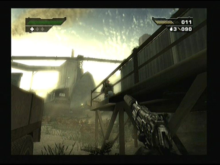 Black (PlayStation 2) screenshot: Some missions are great to start by popping some heads with silenced guns.
