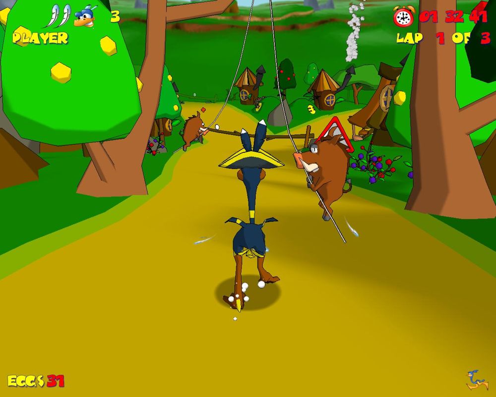 Ostrich Runner (Windows) screenshot: Wild swinging hogs